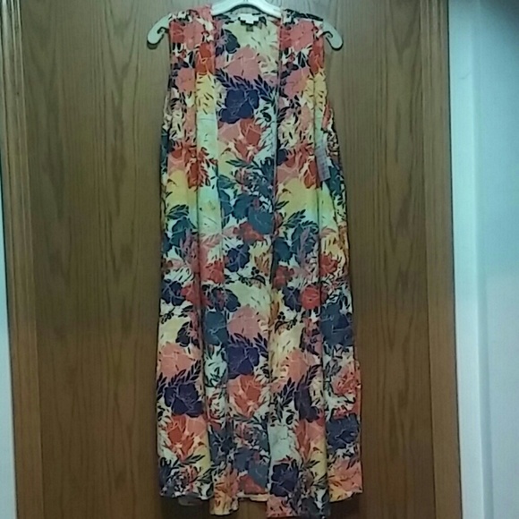 LuLaRoe Joy Medium Gold Brown Flowers Over Green Black NWT
